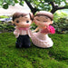 wedding couple plastic miniature garden toys (white gown) - 1 pair