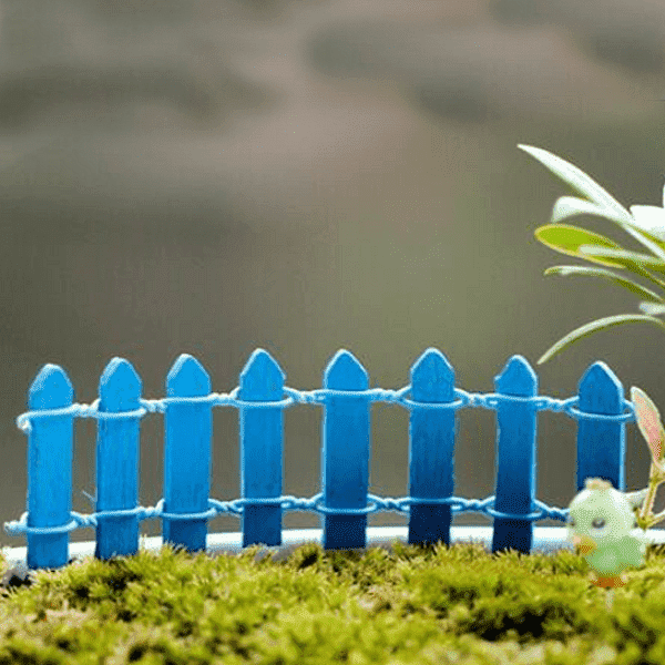 wooden fence miniature garden toys (blue) - 4 pieces