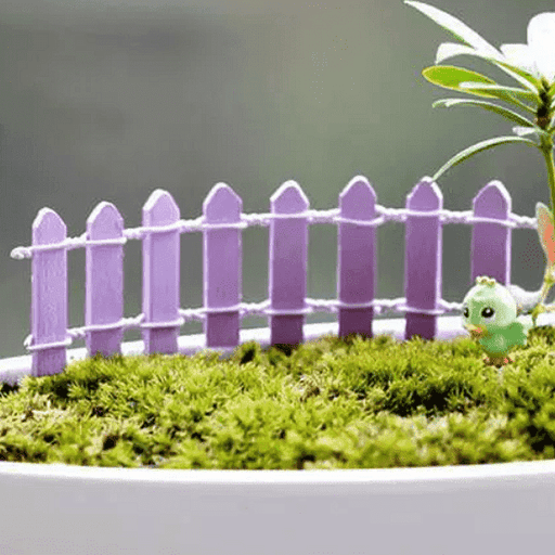 wooden fence miniature garden toys (lavender) - 4 pieces