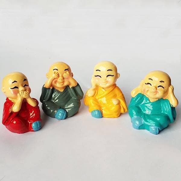 cute monks plastic miniature garden toys (small - 4 pieces