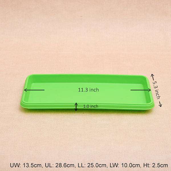 11.2 inch (28 cm) rectangle plastic plate for 11.8 inch (30 cm) bello window planter no. 30 pot (green) (set of 3) 