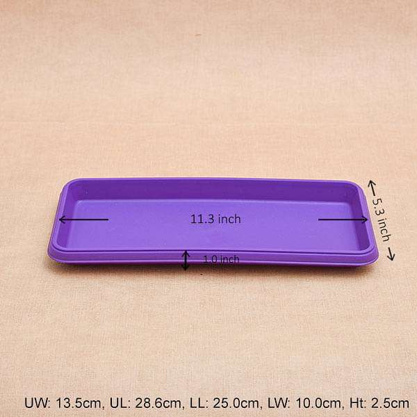 11.2 inch (28 cm) rectangle plastic plate for 11.8 inch (30 cm) bello window planter no. 30 pot (violet) (set of 3) 