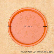 11.2 inch (28 cm) round plastic plate for 12 inch (30 cm) grower pots (terracotta color) (set of 3) 
