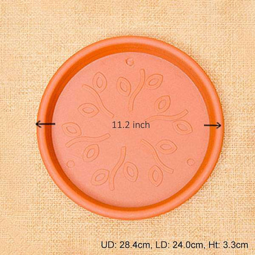 11.2 inch (28 cm) round plastic plate for 12 inch (30 cm) grower pots (terracotta color) (set of 3) 