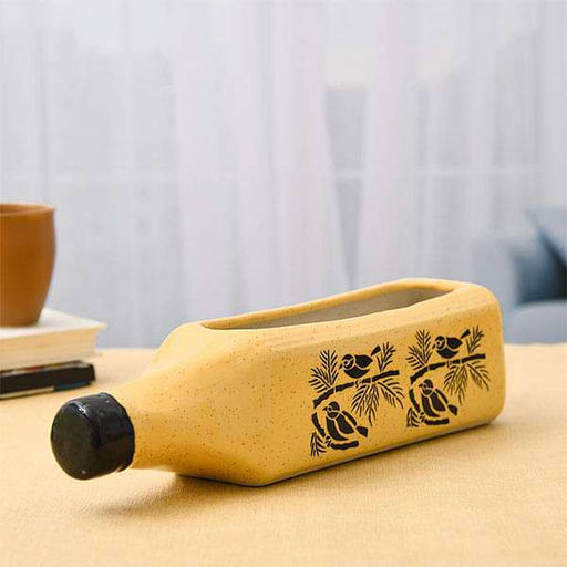 12.2 inch (31 cm) bottle shape ceramic pot (yellow) 