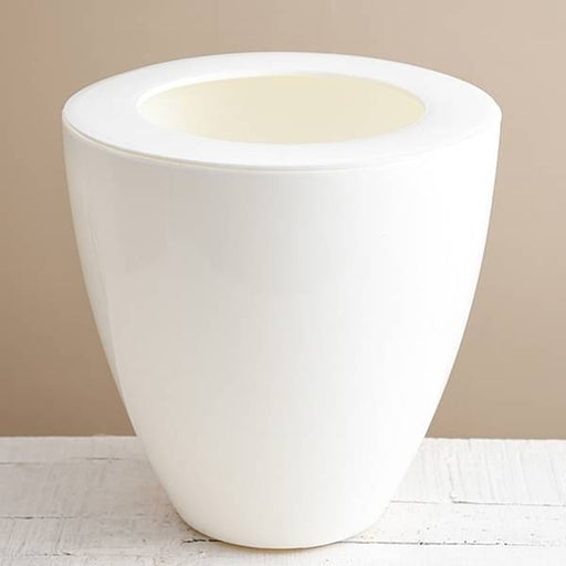 12 inch (30 cm) convex round plastic planter (white) 