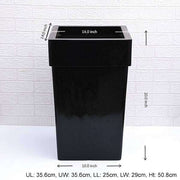 14 inch (36 cm) sqr - 8 square fiberglass planter with broad collar (black)