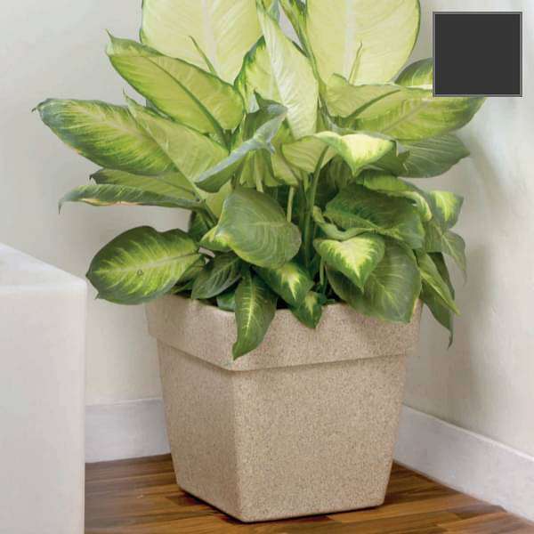 15.7 inch (40 cm) barca no. 40 stone finish square rotomoulded plastic planter with wheels (grey) 