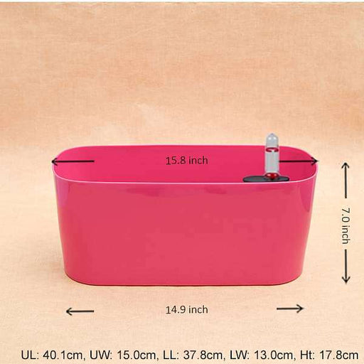 15.8 inch (40 cm) florida self watering oval plastic planter (dark pink) 
