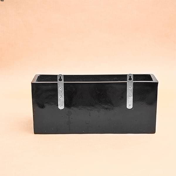 15 inch (38 cm) sml - 010 wall mounted rectangle fiberglass planter (black)