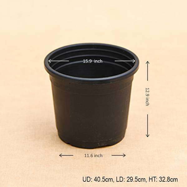 16 inch (41 cm) grower round plastic pot (black) (set of 3) 
