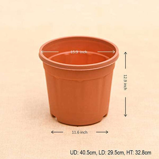 16 inch (41 cm) grower round plastic pot (terracotta color) (set of 3) 