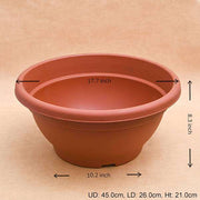 17.7 inch (45 cm) bowl no. 45 round plastic pot (terracotta color) (set of 3) 
