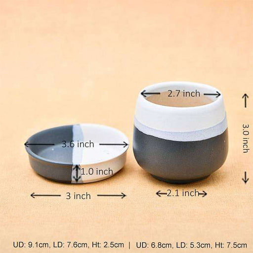 2.7 inch (7 cm) cp040 jar shape round ceramic pot with plate (white 
