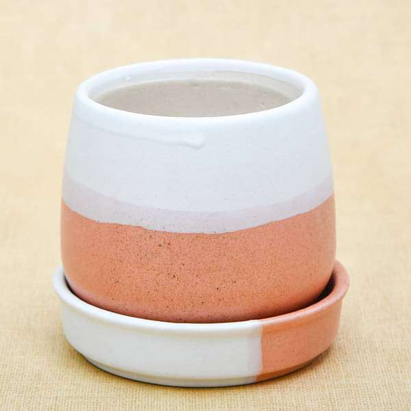 2.8 inch (7 cm) cp009 jar shape round ceramic pot with plate (white 