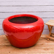 22 inch (56 cm) rnd - 3 apple round fiberglass planter (red)