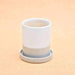 3.1 inch (8 cm) cp043 cylindrical ceramic pot with plate (white 