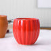 3.1 inch (8 cm) vertical ridges pattern round ceramic pot (red) (set of 2) 