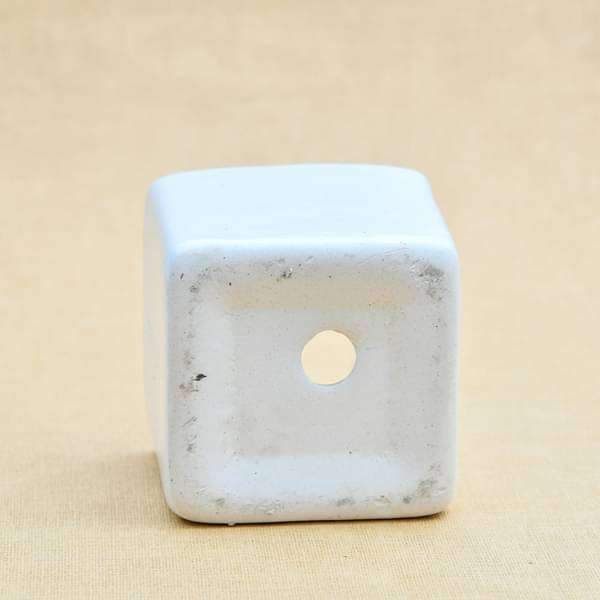 3.3 inch (8 cm) square box ceramic pot (white) (set of 2) 