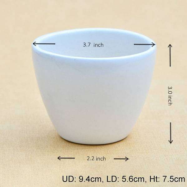 3.7 inch (9 cm) round egg ceramic pot (white) (set of 2) 