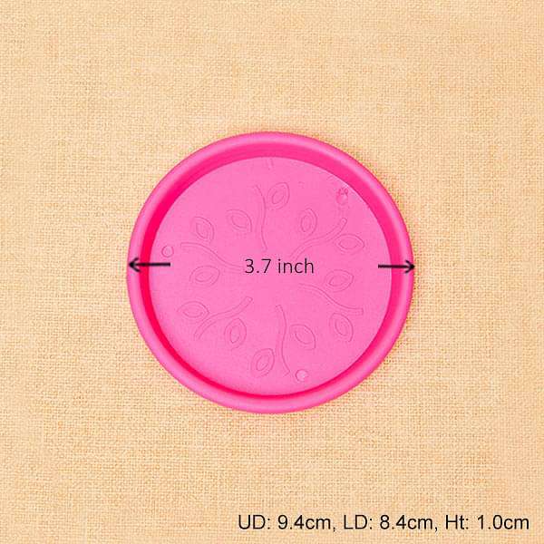 3.7 inch (9 cm) round plastic plate for 4 inch (10 cm) grower pots (dark pink) (set of 6) 