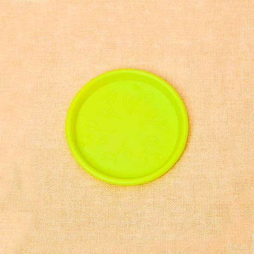 3.7 inch (9 cm) round plastic plate for 4 inch (10 cm) grower pots (lime yellow) (set of 6) 