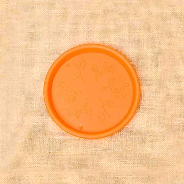 3.7 inch (9 cm) round plastic plate for 4 inch (10 cm) grower pots (orange) (set of 6) 