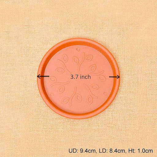 3.7 inch (9 cm) round plastic plate for 4 inch (10 cm) grower pots (terracotta color) (set of 6) 