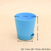 3.9 inch (10 cm) krish no. 10 self watering round plastic planter (turquoise) (set of 6) 