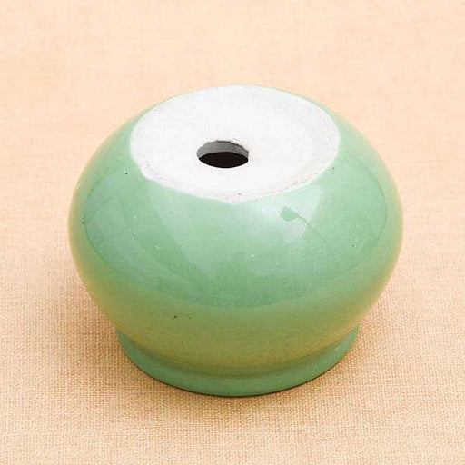 3 inch (8 cm) handi shape round ceramic pot (green) (set of 3) 