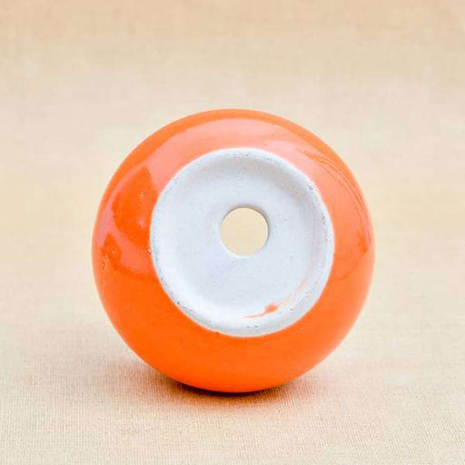 3 inch (8 cm) handi shape round ceramic pot (orange) (set of 3) 