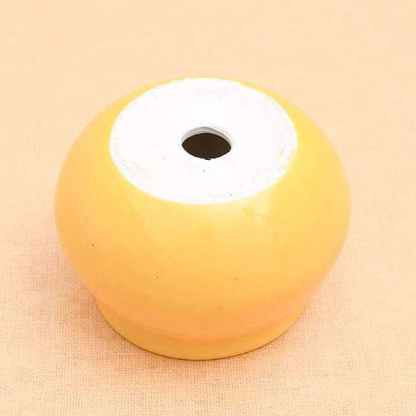 3 inch (8 cm) handi shape round ceramic pot (yellow) (set of 3) 