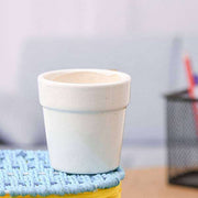 3 inch (8 cm) round ceramic pot with rim (white) (set of 3) 
