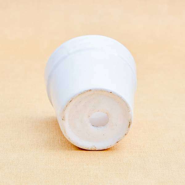 3 inch (8 cm) round ceramic pot with rim (white) (set of 3) 