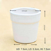 3 inch (8 cm) round ceramic pot with rim (white) (set of 3) 