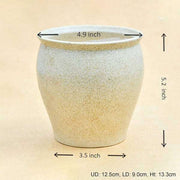 4.9 inch (12 cm) matka vase marble finish round ceramic pot (light brown) (set of 2) 