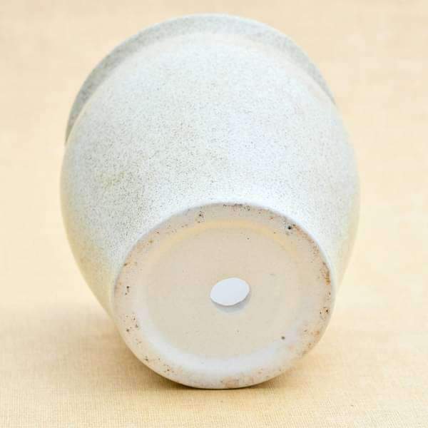 4.9 inch (12 cm) matka vase marble finish round ceramic pot (light brown) (set of 2) 