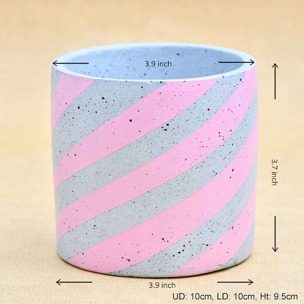 4 inch (10 cm) circlet grey concrete pot (rustic pink) 