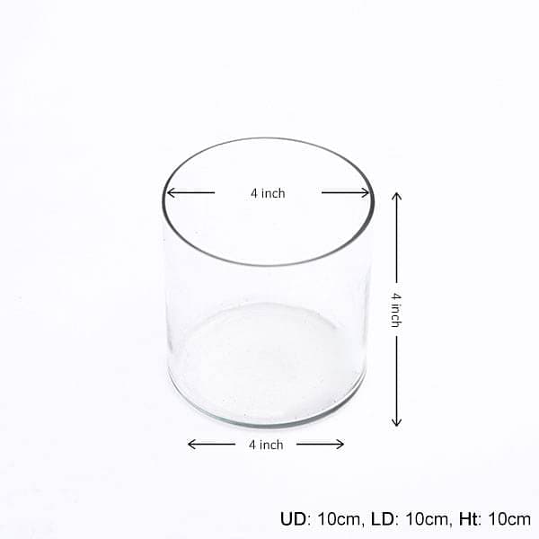 4 inch (10 cm) cylindrical glass vase 