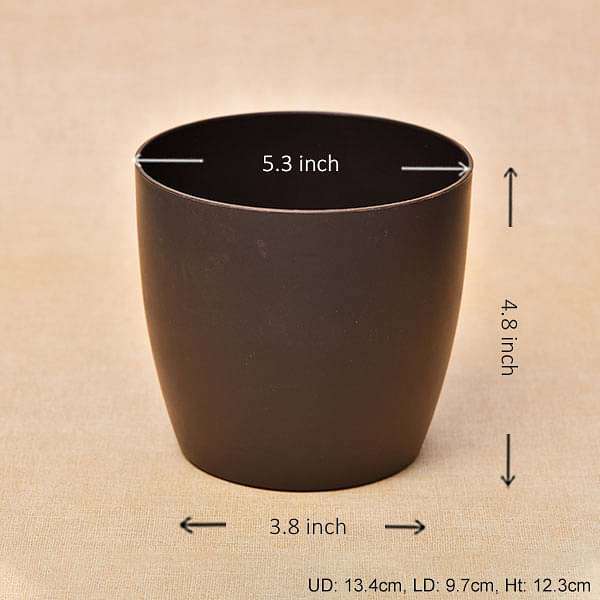 5.3 inch (13 cm) ronda no. 1412 round plastic planter (coffee color) (set of 6) 