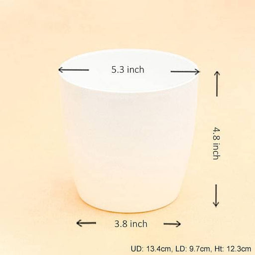 5.3 inch (13 cm) ronda no. 1412 round plastic planter (white) (set of 6) 