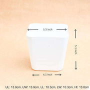 5.5 inch (14 cm) square plastic planter with rounded edges (white) (set of 6) 