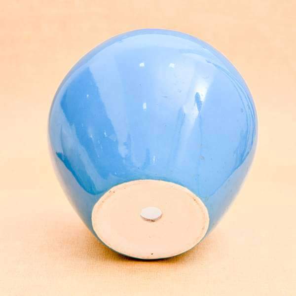 5.7 inch (14 cm) apple round ceramic pot (blue) (set of 2) 