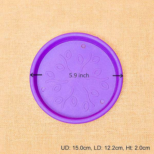 5.9 inch (15 cm) round plastic plate for 6 inch (15 cm) grower pots (violet) (set of 6) 