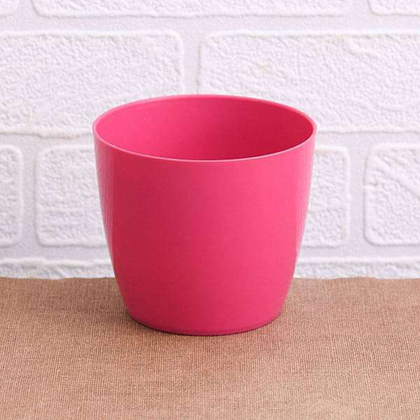 6.3 inch (16 cm) valencia 16 round plastic planter (dark pink) (set of 6) 