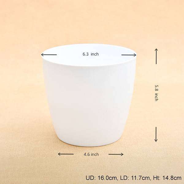 6.3 inch (16 cm) valencia 16 round plastic planter (white) (set of 6) 
