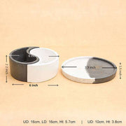 6.3 inch (16 cm) ying yang concrete pot with plate(rustic black 