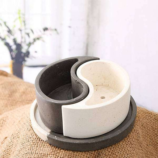 yin yang plant pot Buy 6.3 inch (16 cm) Ying Yang Concrete Pot with Plate(Rustic Black, Rustic White) online from Nurserylive at lowest price