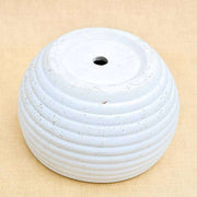 6.5 inch (17 cm) ring pattern marble finish round ceramic pot (white) (set of 2) 