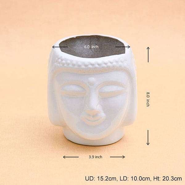 6 inch (15 cm) sml - 001 buddha fiberglass planter (white)